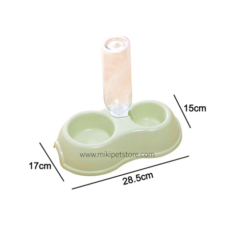 2 in 1 Pet Food Water Bowl with Built in Bottle