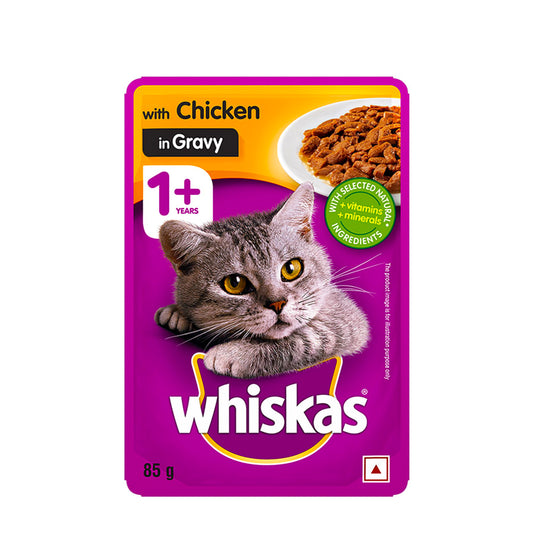 Whiskas Adult Cat (1+ year) Pouch – Chicken in Gravy 85g (Indian)